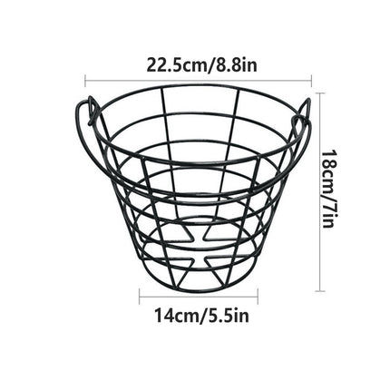 Heavy Duty Iron Golf Ball Basket 50 Ball Range Carrier with Handle Black
