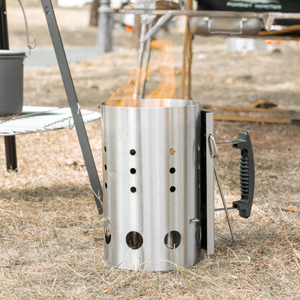 BBQ Chimney Charcoal Starter Stainless Steel Fire Lighter Camping 27 x 17cm