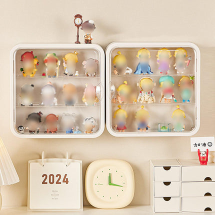 Wall Mounted Blind Box Display Cabinet Punch Free Dustproof Storage Organizer