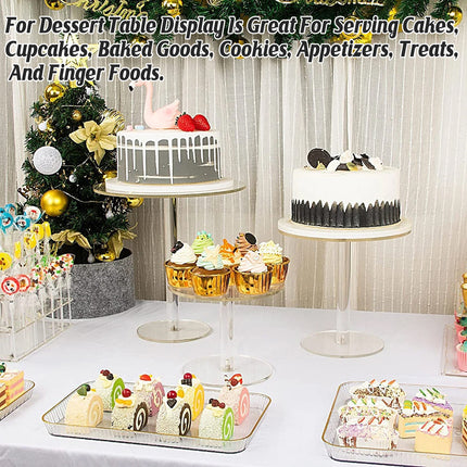 2set Acrylic Round Cake Stand Transparent Dessert Display Stand For Cakes