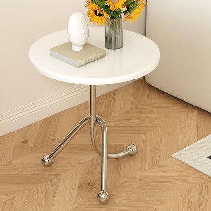 Stainless Steel Living Room Round Side Table Sturdy Construction Space Saving