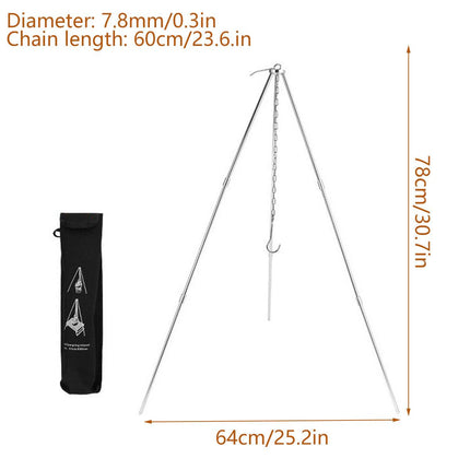 Camping Tripod Outdoor Cooking Pot Cast Iron Fire Grill Oven for Picnic Campfire