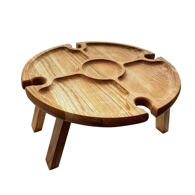 Wooden Portable Dining Table Outdoor Picnic Snack Fruit Serving Foldable Tray
