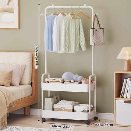 Multipurpose Clothing Rack with Wheels Rolling Wardrobe Organizer for Clothes