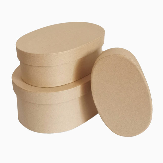 5pcs Oval Gift Boxes Paper Packaging Box Handcrafted Gift Storage Display Case