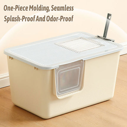 Cat Litter Box Large Semi Milk Coffee Colour Toilet High Sided Odour Control