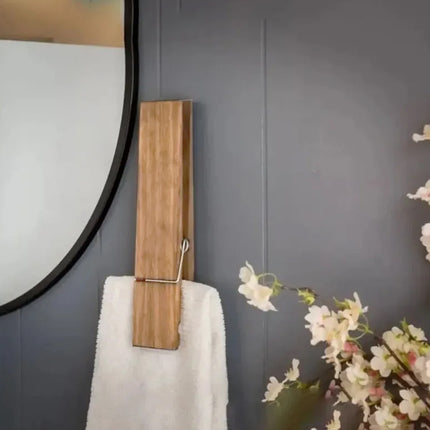 2PCS Bathroom Hook Giant Clothespin Wooden Bathroom Towel Holder Giant Towel Clip