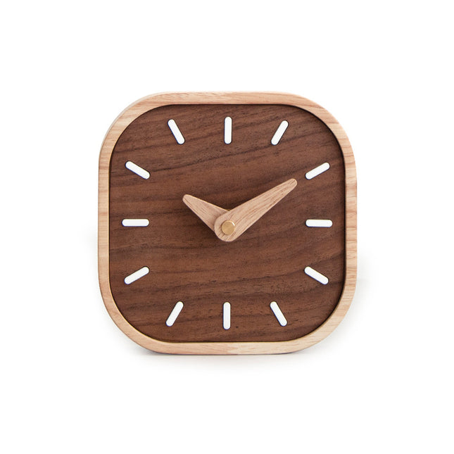 Quiet Running Solid Black Walnut Wood Desk Clock Small Table Clock Home Decor