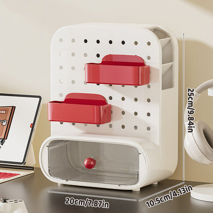 Drawer Pegboard Desktop Storage Box Space Saving Office Home Bedroom Stationery