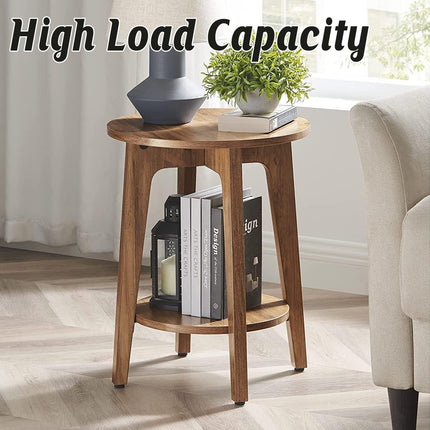 Wood Double-Layer Small Round Table Sturdy Stable for Home Living Room Decor