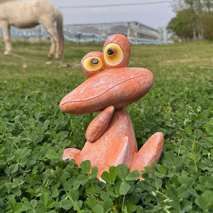 Outdoor Garden Frog Ornament Lawn Statue Animal Decor Resin Craft Sculpture