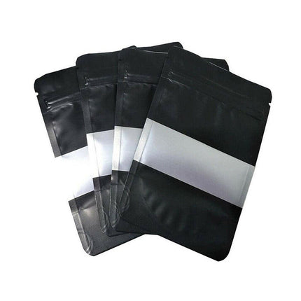 50pcs Black Food Storage Window Self Sealing Bags Plastic Packaging Pouches