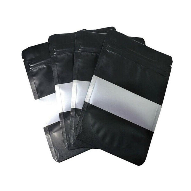 50pcs Black Food Storage Window Self Sealing Bags Plastic Packaging Pouches