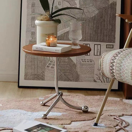 Vintage Style Round Side Table Small Accent Table for Living Room Bedroom Use
