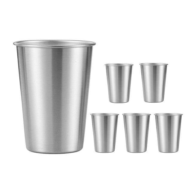 6PCS Stainless Steel Cups 350ml Bar Glass Food-Grade for Pub Party Wedding Use