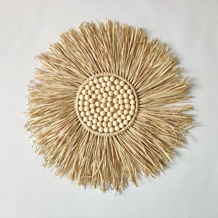 Boho Woven Macrame Wall Hanging Small Round Decor Circular Home Art Accent Use
