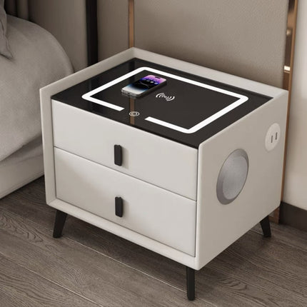 Smart Bedside Table Modern Multi Functional Storage Cabinet Nightstand Organizer