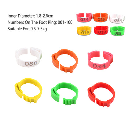 Chicken Duck Goose Leg Rings 100pcs Numbered Ankle Bands Bird ID Tags Farm Use