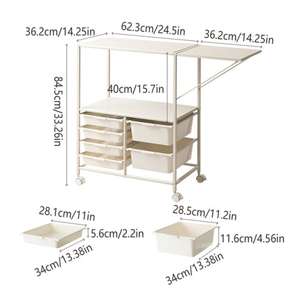 Portable Movable Multi-Layer Side Table Sturdy Storage Shelf Space Saving