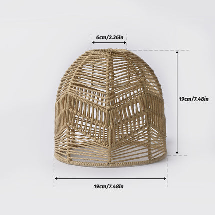 Brown Paper Rope Pendant Light Handwoven Rattan Style Lampshade for Home Decor