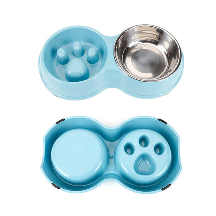 Dog Bowl Anti Choking Slow Feeder Cat Food Dish Double Bowl Pet Feeding Utensils