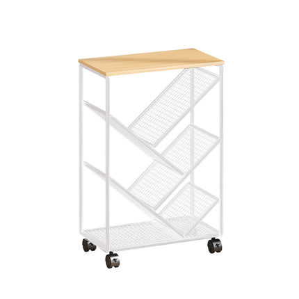 Mobile Wheeled Small Bookshelf Floor Storage Rack for Home Office Storage