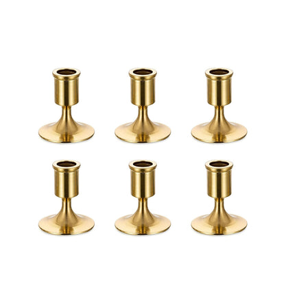 6PCS Gold Candle Holder Decoration Tabletop for Christmas Romantic Dinner Decor
