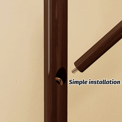 Solid Wood Floor-Standing Coat Rack with 8 Hooks Space Saving for Home Entryway