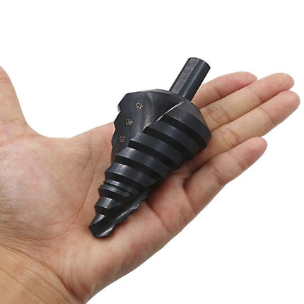 Spiral Nitriding Step Drill Bit Multi Hole Cutter 10-45mm 8 Step Sizes Cutting