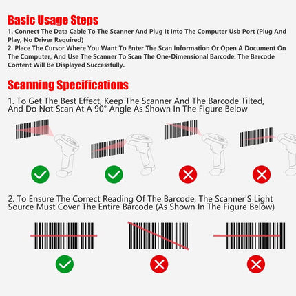 Wireless Barcode Scanner 2D QR Code Handheld Scanning Gun Supermarket Warehouse