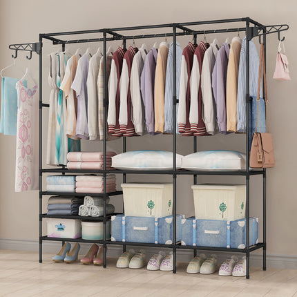 Multi Function Zoned Floor Standing Clothes Coat Rack Space Saving Stable Sturdy