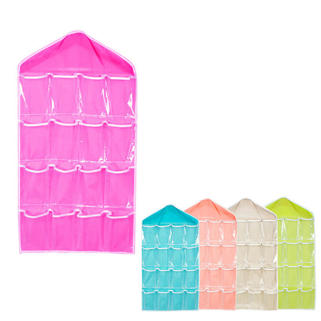 16 Pockets Hanging Wardrobe Storage Organizer Bag for Socks and Underwear