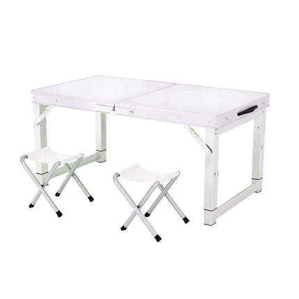 Portable Folding Picnic Camping Set Aluminium Table with 2 Foldable Chairs BBQ