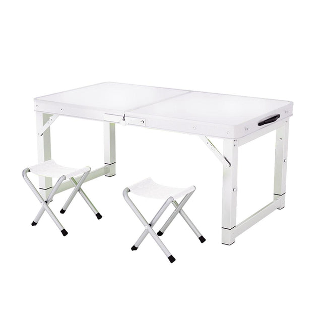 Portable Folding Picnic Camping Set Aluminium Table with 2 Foldable Chairs BBQ