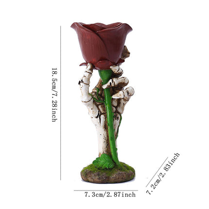 Skeleton Hand Rose Candle Holder Decoration Gothic Style Durable Resin Halloween