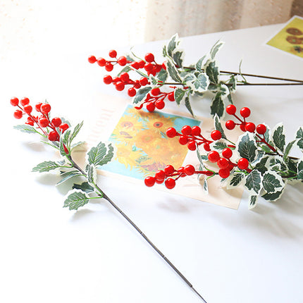12PCS Artificial 7-Fork Red Berry Decorative Flowers for Christmas Home Party