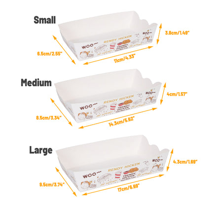 100pcs Paper Food Trays Large Disposable Boats for Hot Dog Taco Nacho Party Use