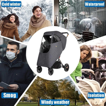 Stroller Cover Rainproof Breathable All Season Pram Protector with Mesh Vents