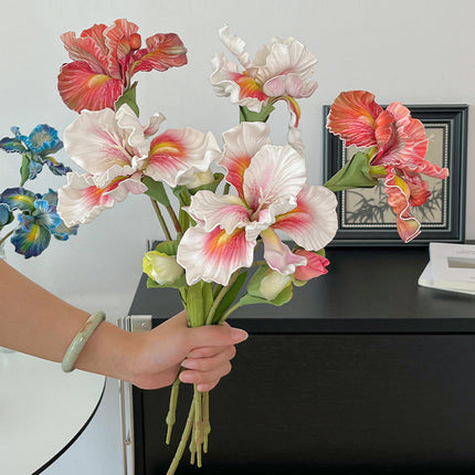 6PCS Artificial Iris Flowers PU Material Durable for Home Wedding Party Decor