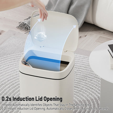 Smart Garbage Can 16L Induction Trash Bin with Lid Large Capacity for Kitchen
