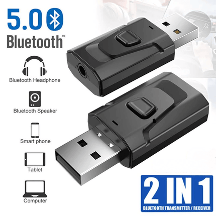 2in1 USB Bluetooth5.0 Transmitter Receiver Audio Adapter AUX 3.5mm TV PC Speaker - Aimall