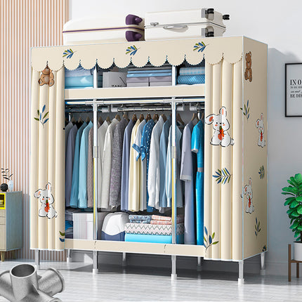 Fabric Wardrobe Closet Organizer 165x45x170cm Durable for Bedroom Storage Use