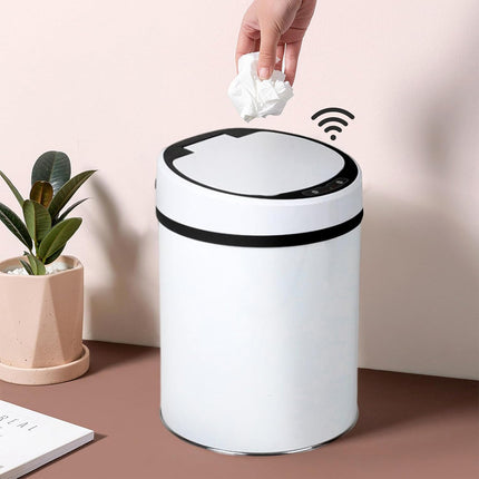 Sensor Trash Bin 12L Automatic Motion Rubbish Can White for Kitchen Home Use
