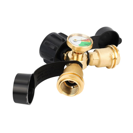 2-Way LPG Adapter-Propane Distributor Propane Tank Y-Splitter Adapter With Gauge