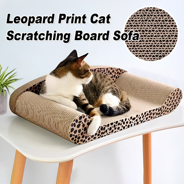 Leopard Print Cat Scratcher Board Durable Cardboard Surface for Claw Sharpening