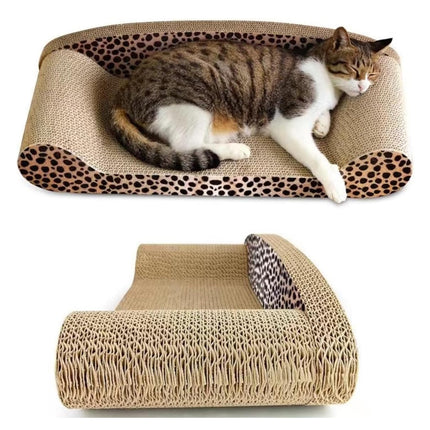 Leopard Print Cat Scratcher Board Durable Cardboard Surface for Claw Sharpening