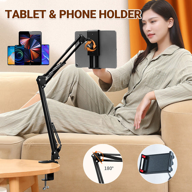 Clamp Long Arm Tablet Phone Holder Adjustable Mount for Bed Desk Use