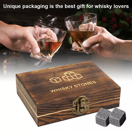 Ice Wine Stone Wooden Box Wine Set Wine Accessory Gift Box Portable Storage