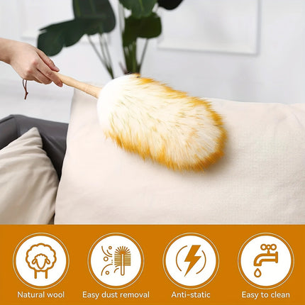 2PCS Wool Duster Home Car Dusting Tool Lint Free Reusable Soft Bristle Dust Clean