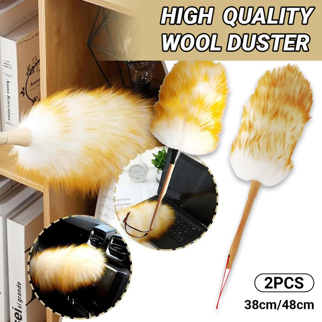 2PCS Wool Duster Home Car Dusting Tool Lint Free Reusable Soft Bristle Dust Clean